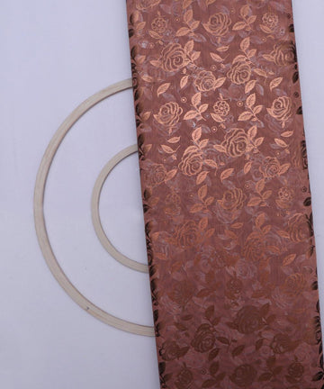rose gold and copper floral foil print modal chanderi fabric b124 5695